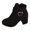 Black, variant on Metal Heart Buckles Block High Heels Dress Boots for Women Bride Wedding Solid Suede Round Toe Dressy Heeled Short Ankle Booties Valentines Day