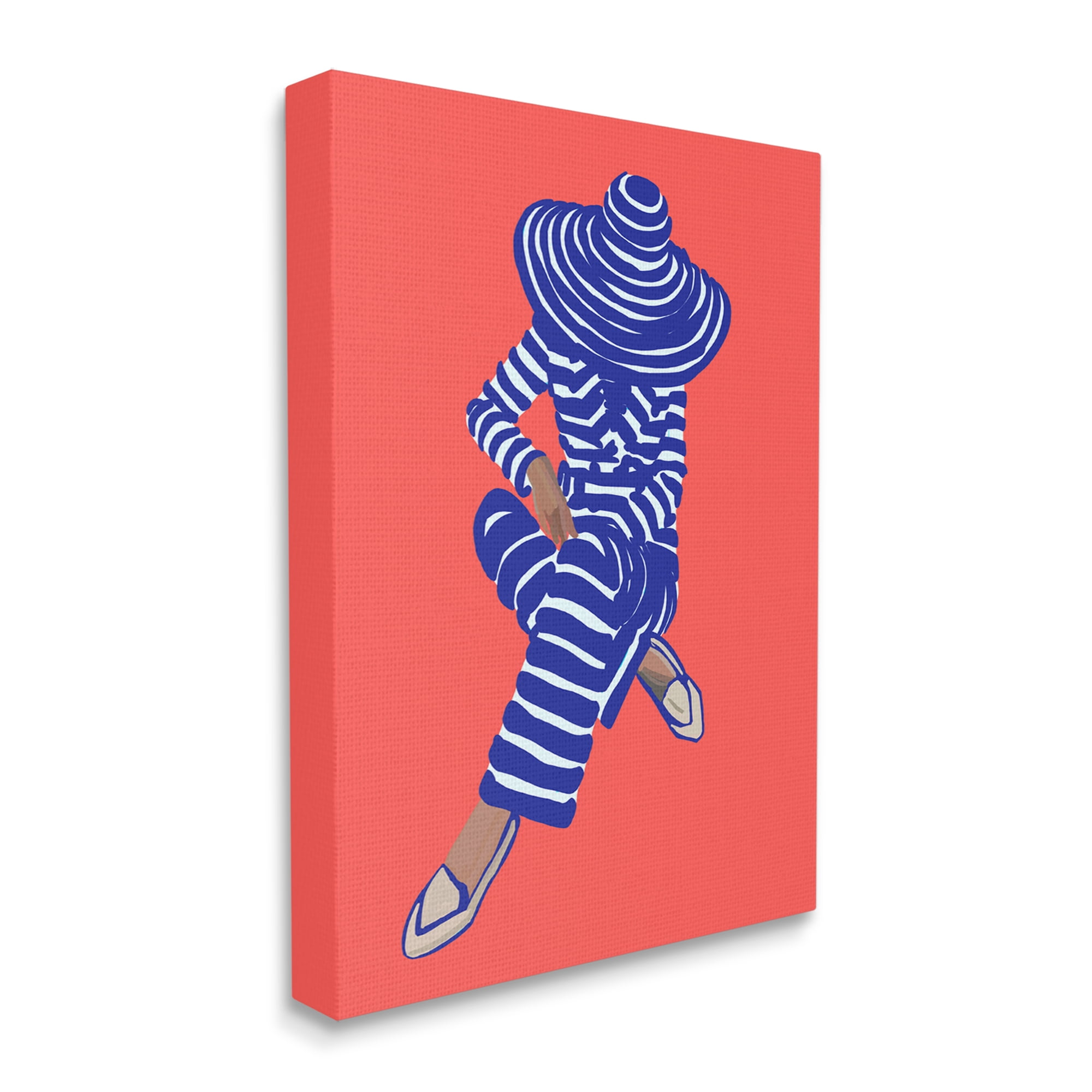 Stupell Industries Pop Style Stripes Pattern Upscale Trendy Fashion Girl Graphic Art Gallery Wrapped Canvas Print Wall Art, Design by Amelia Noyes