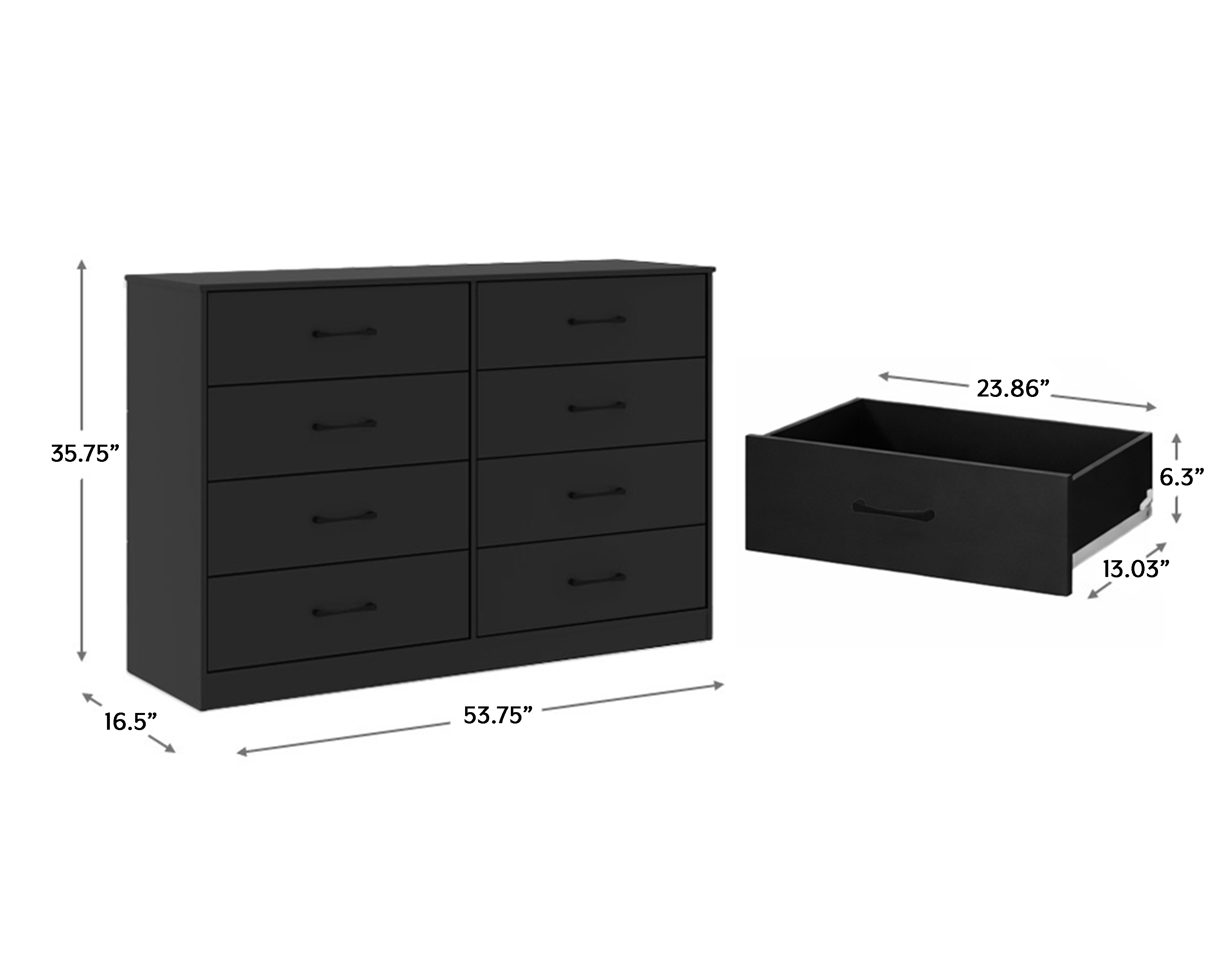 Mainstays Ardent 8-Drawer Dresser, Black photo 8