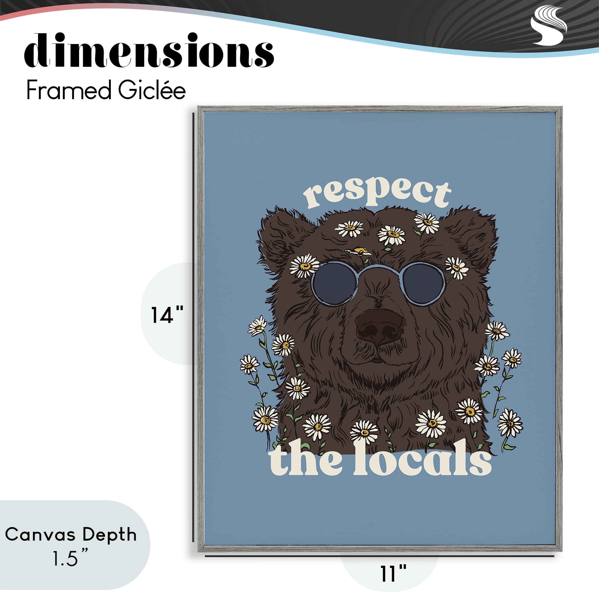 Stupell Industries Respect The Locals Bear Gray Framed Giclee Art, design by Two If By Sea Studios