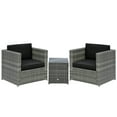 thumbnail image 3 of Outsunny Wicker Bistro Patio Set, 2 Porch Chairs & Glass Table, Black, 3 of 10