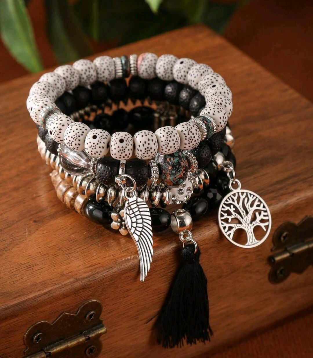 Snap Jewelry Stretch Bead Bracelet With Ginger Charm - Custom 18MM/20MM Buttons, 6.5 Inch Adjustable Band - View #3