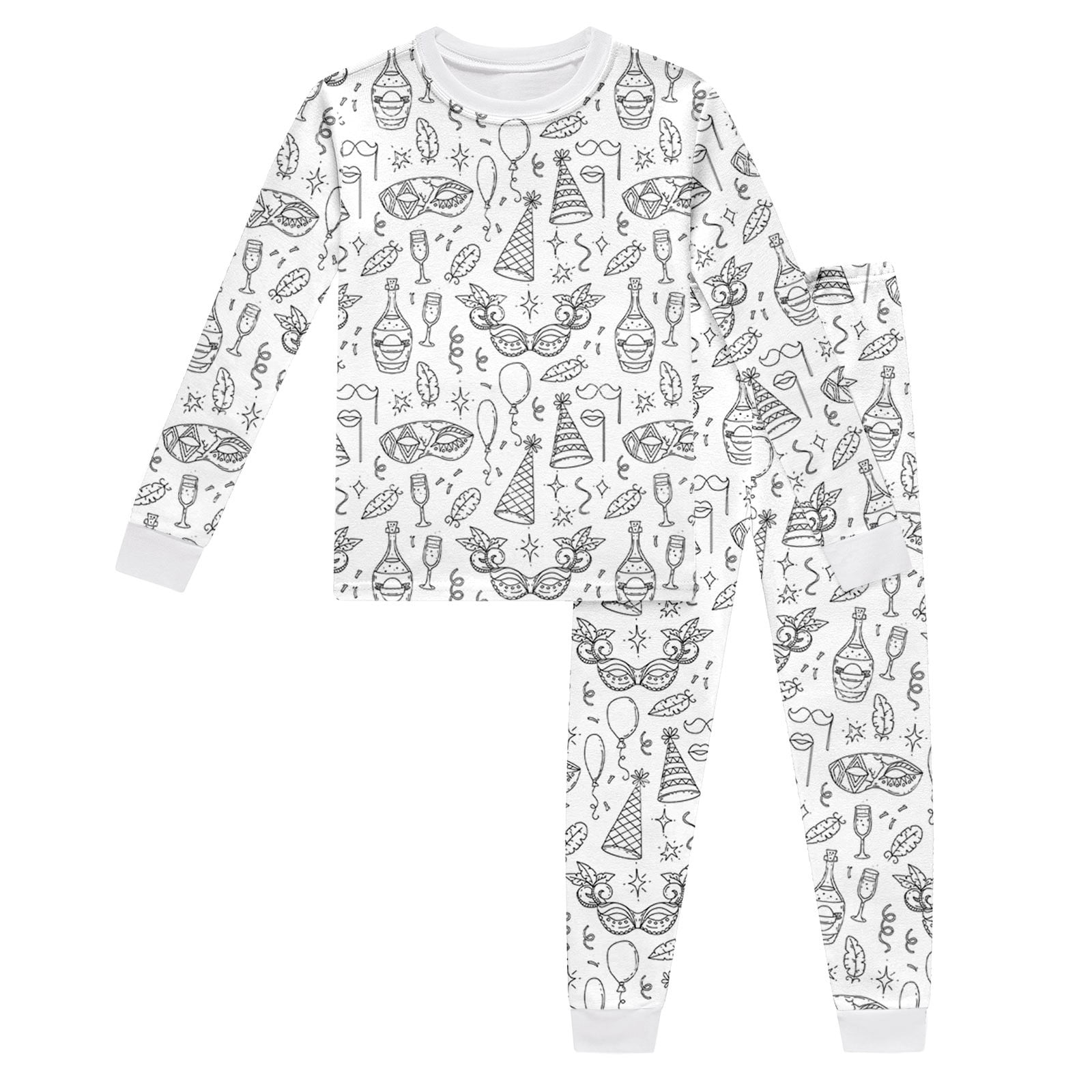 WEAIXIMIUNGChristmas Enfants Col Rond Manches Longues Haut Pantalon Pyjama Bricolage Peint à la Main Ensemble Tenue d'Intérieur 5-6 Ans