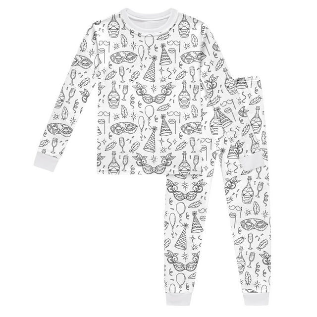 Weaiximiungnoël Enfants Col Rond Manches Longues Haut Pantalon Pyjama DIY Peint à la Main Ensemble Vêtements de Maison 4-5 Ans