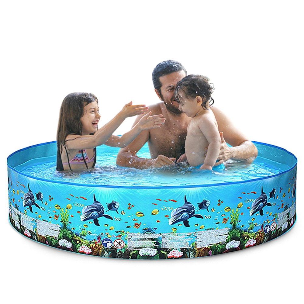 POINTERTECK Portable Inflation-free Hard  Swimming Pool Folding Pool Family Swimming Pool Round Swimming Pool for Babies  Adults