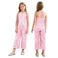 thumbnail image 1 of Runhomal Combinaison à Sequins pour Filles, Tenue de Concours Formelle, une Pièce Sans Manches, Rose 8, 1 of 7