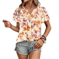 thumbnail image 6 of Paiyanr Women Tunic Tops Casual V-Neck Short Sleeve Shirts Floral Blouses Loose Summer Tops, 6 of 7