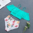 thumbnail image 2 of Beachsissi Women's High Waisted Tankini Set - Two Layer Falbala Design 2 Piece Swimsuit 2 of 14