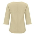 thumbnail image 7 of MIXUE Boho Tops For Women Autumn Winter Solid Color V Neck Button Short Sleeve Loose Fit Casual Tshirts Outwear,Beige,S, 7 of 7
