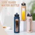 thumbnail image 6 of MUKOKO Water Bottle, 32oz Glass Drinking Bottle with Straw, Motivational Water Bottle with Leak Proof Locking Lid , Travel Sports Water Jug with Water Marker, Amber, 6 of 7