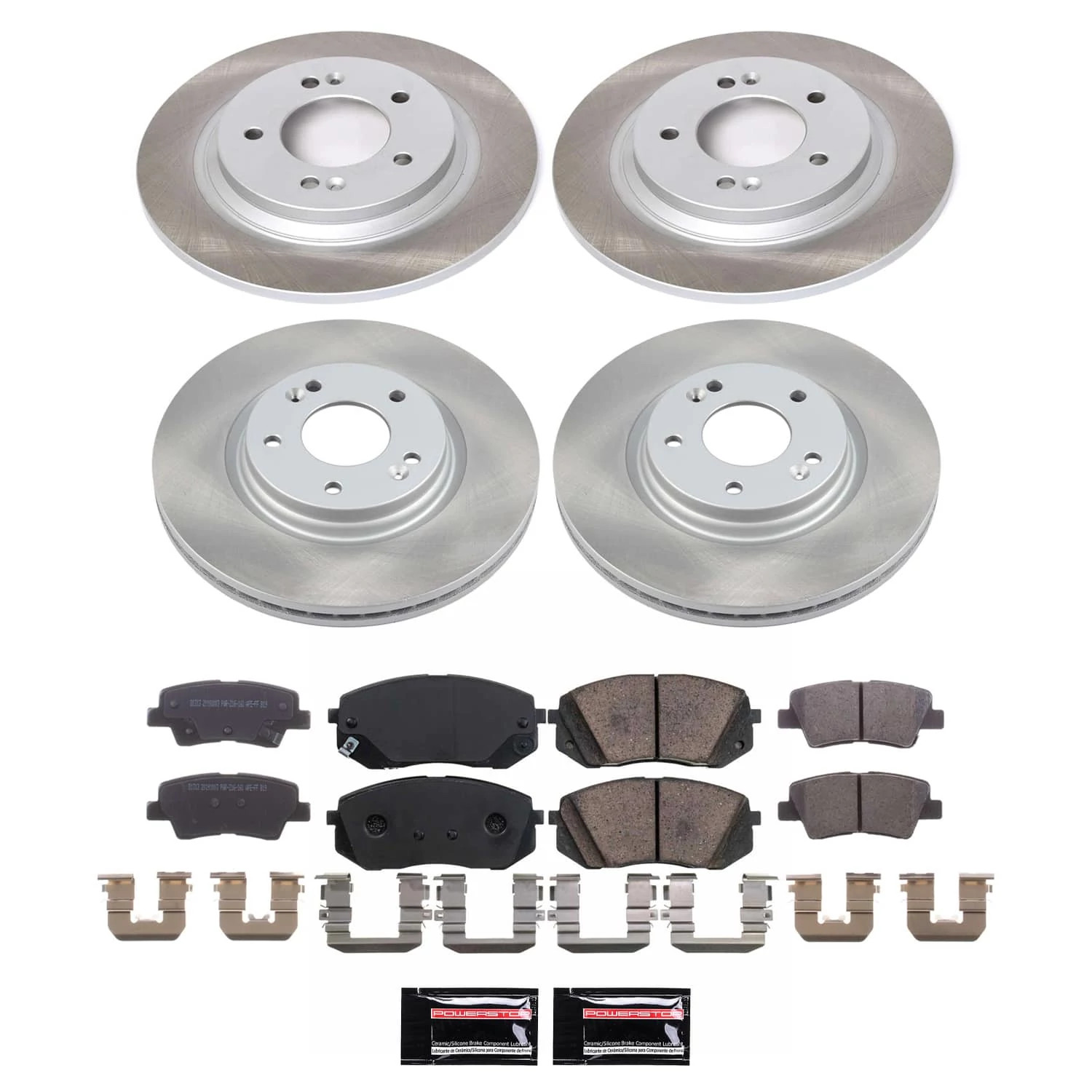 PowerStop Front and Rear Semi-Coated Rotor and Low-Dust Ceramic Brake Pad Kit SC7523