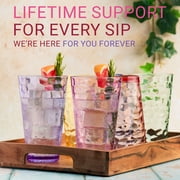Bravario Hammered Plastic Drinking Tumbler, Dishwasher-Safe Water Glasses, BPA-Free Reusable Mixed Colors Assorted Stackable Cups, 22 oz Set of 6