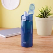 Zak Designs 25oz Durable Plastic Jubilation Water Bottle with Leak Proof Spout Cover, Straw, Push Button Lid, Flip Up Lock, and Built-in Carry Handle, Navy