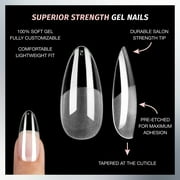 Salon Perfect Artificial Fake Press On Nail Tips, 307 Gel X-Tension, Clear, Medium Almond, File and Glue Included, 120 Nails