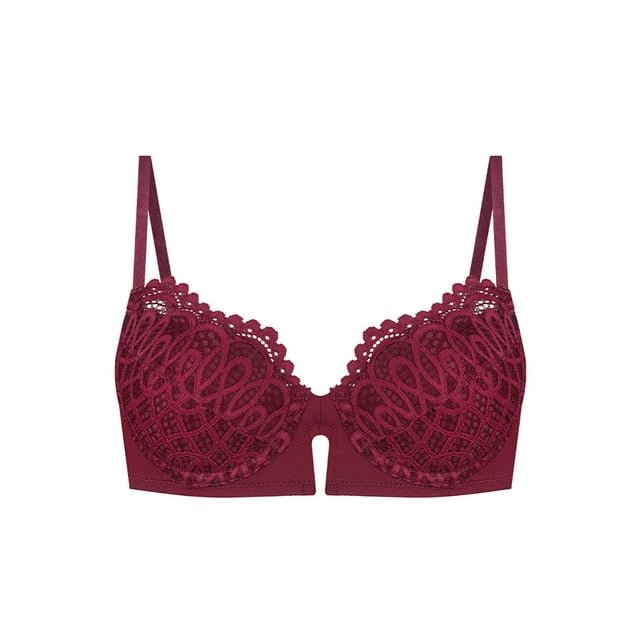 Brasier Ilusión para Dama, con Encaje en Copas y Detalle de Varillas en “U” Rojo Talla 36B