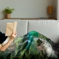 thumbnail image 3 of Lake Forest Soft Flannel Fleece Throw Blanket, Guatemala Evergreen Forest and Pure Lake Scenery Sunrise, Cozy Plush for Indoor and Outdoor Use, 70" x 90", Multicolor, by Ambesonne, 3 of 5