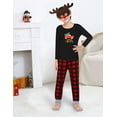 thumbnail image 2 of Sinhoon Matching Family Pajamas Sets Christmas Matching Holiday Pjs Letter Print Top and Plaid Pants Sleepwear (Black-Women/XXL), 2 of 7