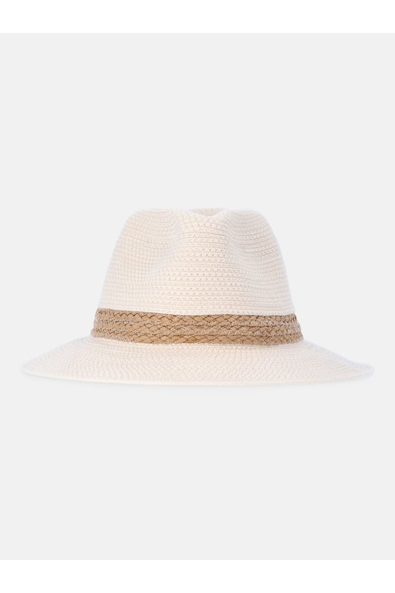 Women's Rope Straw Fedora Hat, Natural