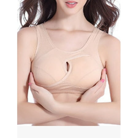 

wybzd Women Sport Yoga Running Hollow Out Seamless Bra Wrap Breast Short Vest Gym Fitness Shape Underwear Skin Colour XL