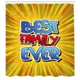 thumbnail image 3 of Ambesonne Cartoon Shower Curtain, Best Family Ever Words, 69"Wx70"L, Blue Red Yellow, 3 of 3