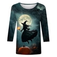thumbnail image 6 of QATAINLAV Halloween Shirts for Woman Novelty Print 3/4 Sleeve Crewneck Pullover Vacation Holiday Fashion Tops Bronze XXXXXL, 6 of 6