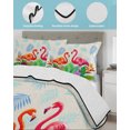 thumbnail image 3 of Twin XL Quilt Bedding Set, Pink Flamingos Reversible Summer Quilt 3 Pieces, Vintage Summer Botanical Tropical Rustic Lightweight Bedspreads Coverlets with 2 Pillow Shams for All Seasons, 3 of 5