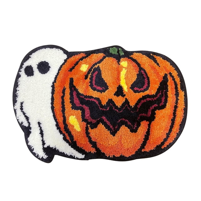 Halloween Ghost Print Floor Mat 50x80cm - Absorbent Non-Slip Bath Rug, Entrance Doormat Decor