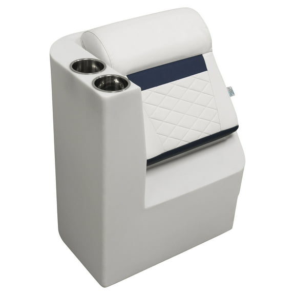 Wise DLX1305L-1904 DLX Series Pontoon Left Radius Lean Back Recliner - White / Mariner Blue