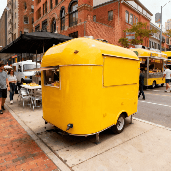 Professional Hot Dog Truck Trailer - All Stainless Steel Commercial Mobile Catering Truck with Water Tank, Refrigerator, Storage Cabinet, and Awning