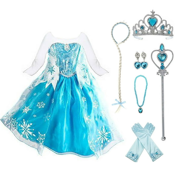 Filles Paillettes Princesse Elsa Costume à Manches Longues Habiller