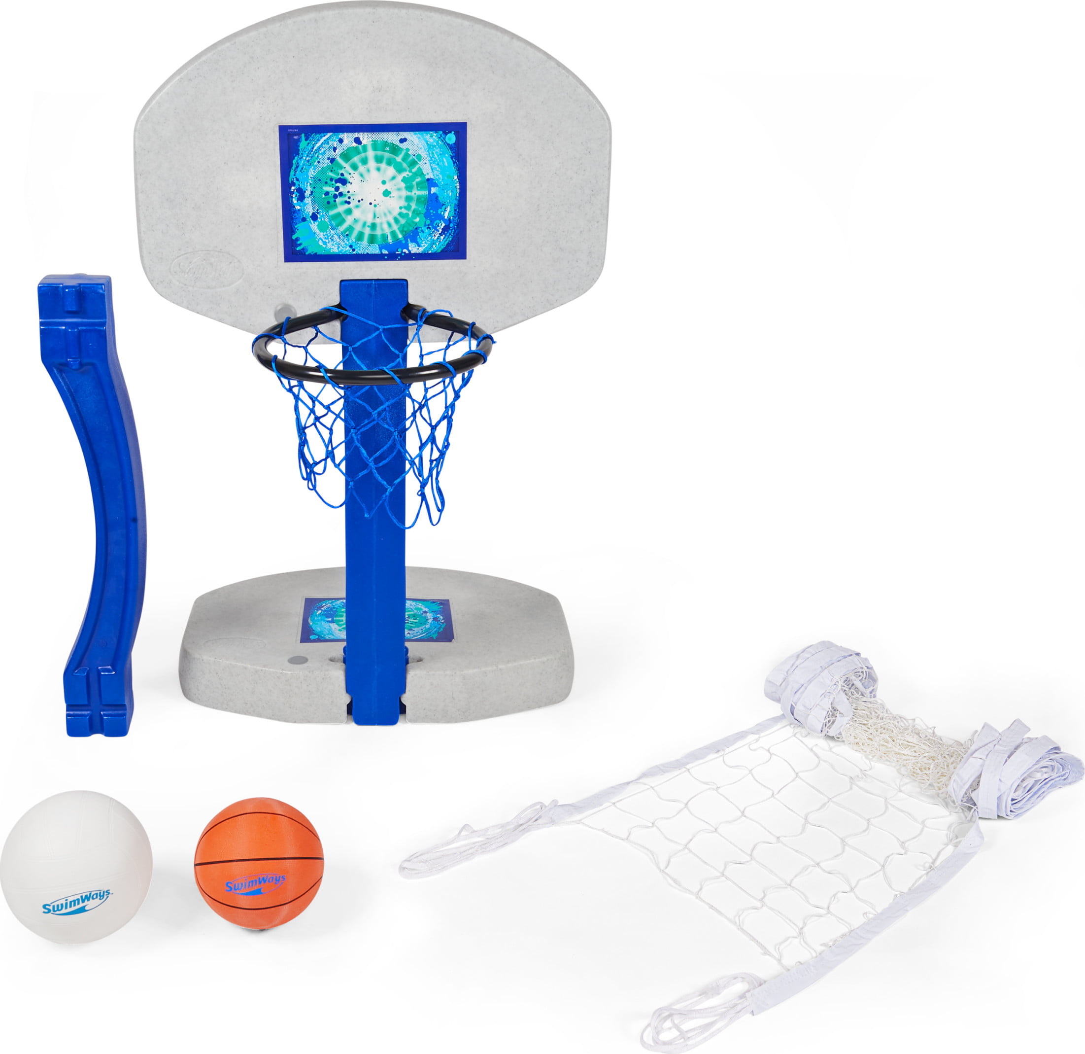 Intex Floating Pool Volleyball Game & Floating Hoops Basketball Game with Exclusive Mattys Toy Stop 4.25 Vinyl Basketball Gift Set Bundle 3 Pack