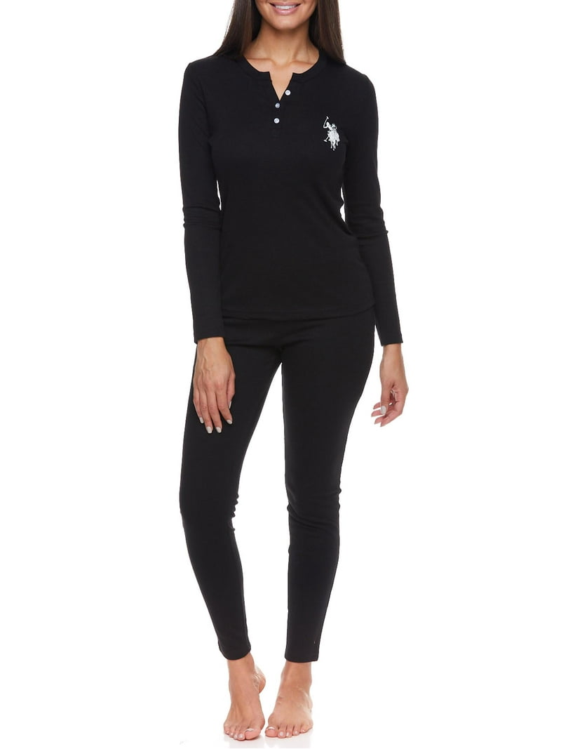Polo Women's Ribbed Henley Long Underwear Thermal Set