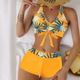 thumbnail image 1 of Trajes de baño Amzcrzy Tankini para mujer, trajes de baño, traje de baño con control de abdomen, traje de baño para mujer con estampado grande, falda dividida, traje de baño dividido, naranja, 4XL, 1 of 6