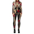 thumbnail image 1 of Robe de Cour Élégante d'Halloween pour Femmes Imprimé Numérique Combinaison à Manches Longues Style Gothique, 1 of 3