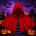 thumbnail image 3 of BFHHYA Little Red Riding Hood Cape Womens Short Hooded Cloak with Front Bow Tie Solid Color Flowy Shawl Cloak for Halloween Party Photo Shooting, 3 of 4