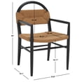 thumbnail image 3 of SAFAVIEH Farley Classic Jute Rope Solid Dining Armchair, Black/Natural, 3 of 13