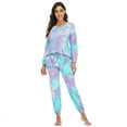 thumbnail image 1 of Pantalones de manga larga para mujer, traje con cordón, pijama teñido anudado, ropa de casa de otoño e invierno, 1 of 6