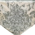thumbnail image 3 of Decorative Silver 4 Seater Table Runner (14 x 48 inch) Velvet Table Decor, Foil, Sequins, Damask, Handmade Table Runner for Holiday, Party, Dining, Christmas Hosting, Gifts, Modern - Silver Flourish, 3 of 10