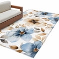 thumbnail image 2 of 2.7x5 Area Rugs, Blue Brown Spring Floral Non-Skid Rubber Backing Large Rectangle Rugs - Living Room Bedroom Home Office, Summer Botanical Watercolor Indoor Floor Mat Carpets Washable Rug, 2 of 9