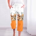 thumbnail image 2 of Pantalones Casuales de Mujer de Impresión Floral Cintura Elástica Suelta, Pantalones de Pierna Ancha Recta con Bolsillos, 2 of 5