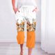 thumbnail image 2 of Pantalones Casuales de Mujer de Impresión Floral Cintura Elástica Suelta, Pantalones de Pierna Ancha Recta con Bolsillos, 2 of 5