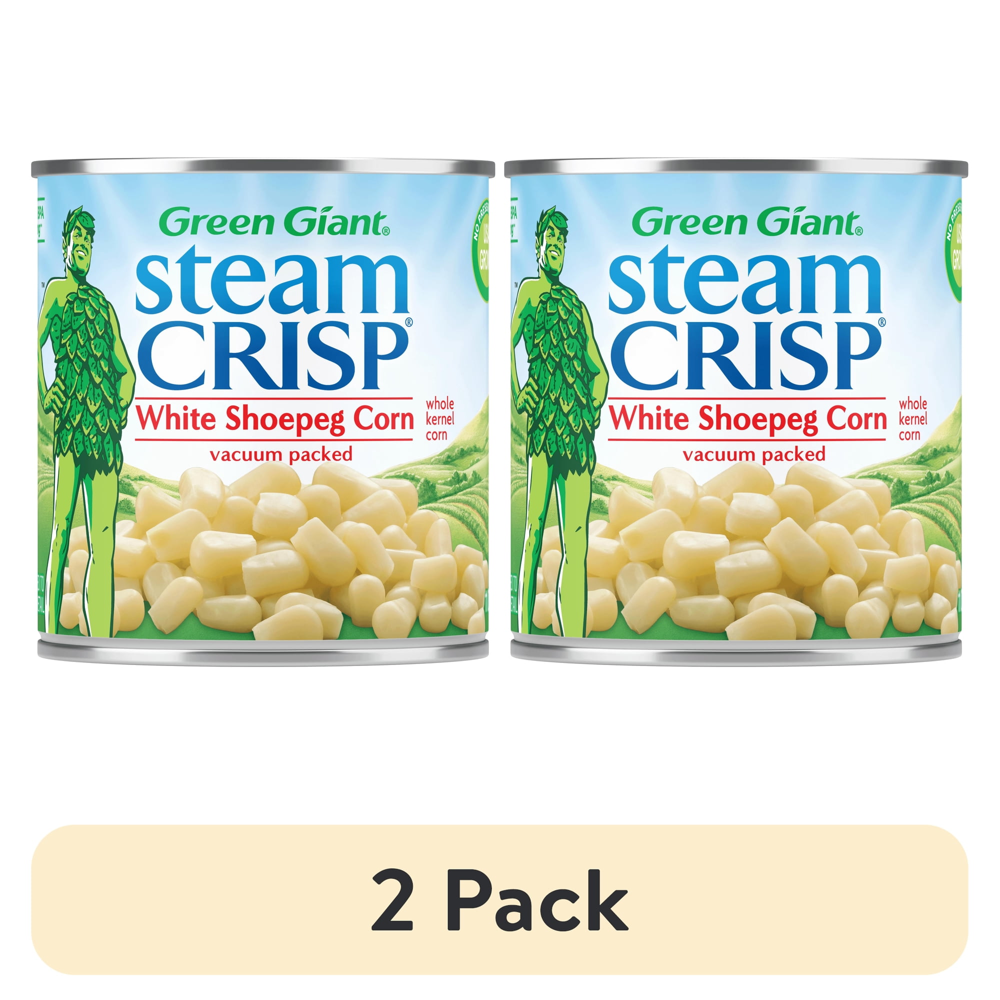 (2 pack) Green Giant Steam Crisp Whole Kernel Vacuum Packed White Shoepeg Corn 11 oz