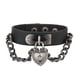 thumbnail image 1 of Pulsera de cuero vintage con cierre de corazón estilo punk rock y cadena. Negro, 1 of 6