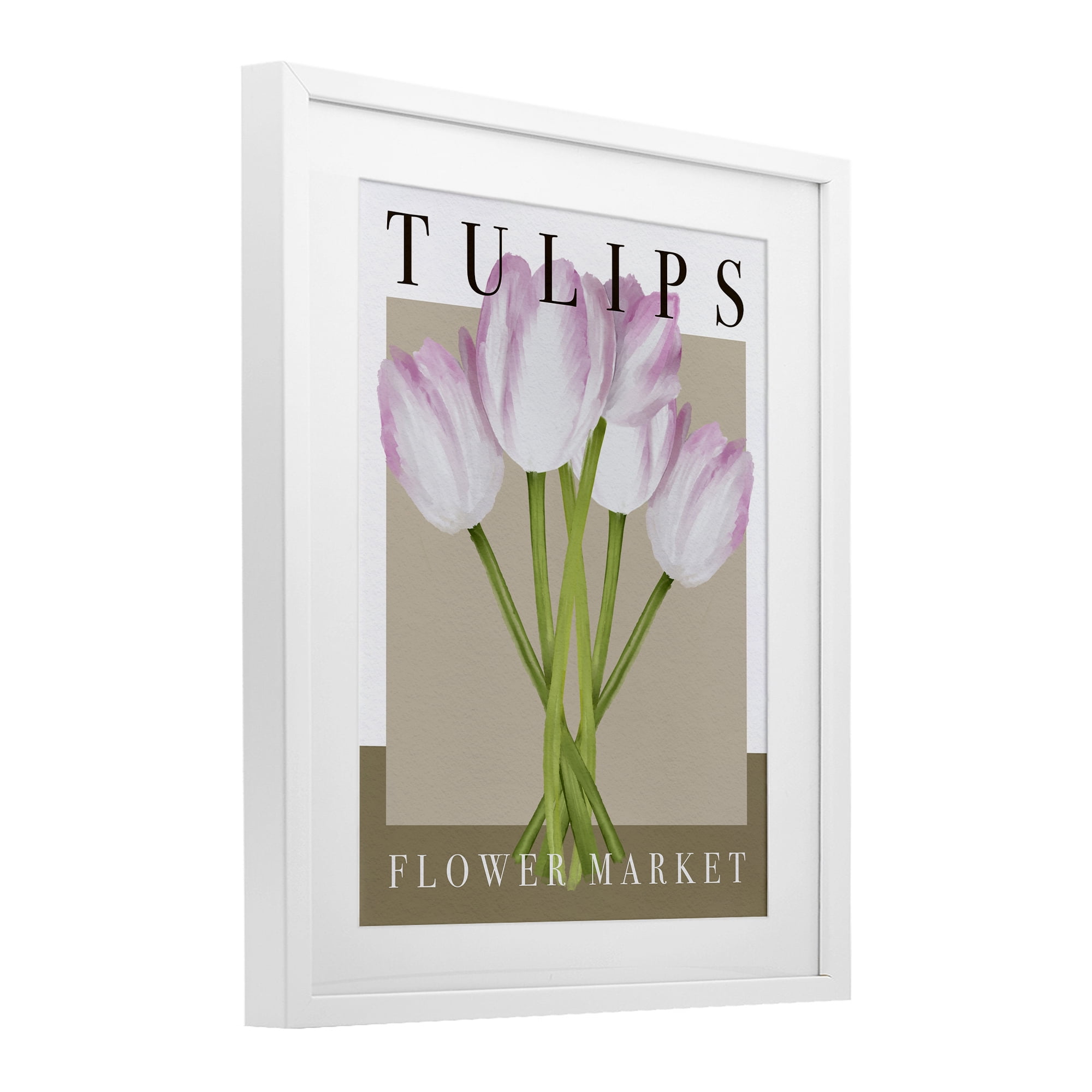 Stupell Industries Tulips Flower Market White Framed Print Under Glass, design by Jennifer Stith