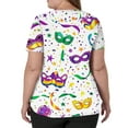 thumbnail image 4 of Scrub Tops Women Mardi Gras Pocket Nurse Workwear Carnival Mask Print V-Neck Stretchy Scrubs Top, 4 of 4