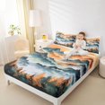 thumbnail image 4 of Homewish Natural Landscape Bed Sheets,Rustic Mountain Pien King Sheets,Orange Teal White Sheet Set For Girls Boys,Breathable Home Decor,4 Pieces, 4 of 7