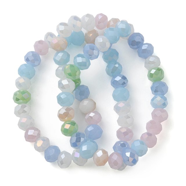 1Strand Electroplate Glass Beads Strands AB Color Plated Faceted Rondelle Misty Rose 7.5~8x6mm Hole: 1.5mm about 69~72pcs/strand 16.54 inch~17.24 inch