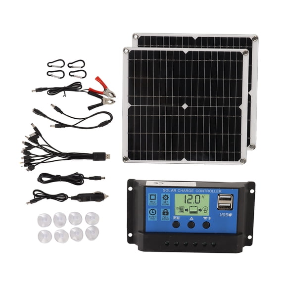 Portable Solar Charger Kit, 50W Monocrystalline Panel, Perfect For Outdoor Adventures  Emergency Power