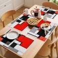 thumbnail image 5 of Black Red Geometric Placemats Set of 6 Red White Abstract Art Modern Place Mats Indoor Wipeable Table Mats Washable Cloth Dining Table Placemats for Kitchen Holiday Party Home Decor 13x19 Inch, 5 of 9