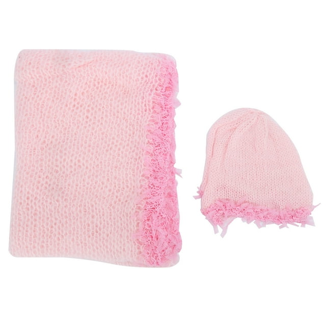 Conjunto de accesorios de fotografía para recién nacidos, accesorios de fotografía para bebés de 01 meses (envoltura de sombrero rosa claro)